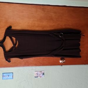 Nomads Hemp Wear-LG festival dress, dark brown, straight fit w/flare skirt